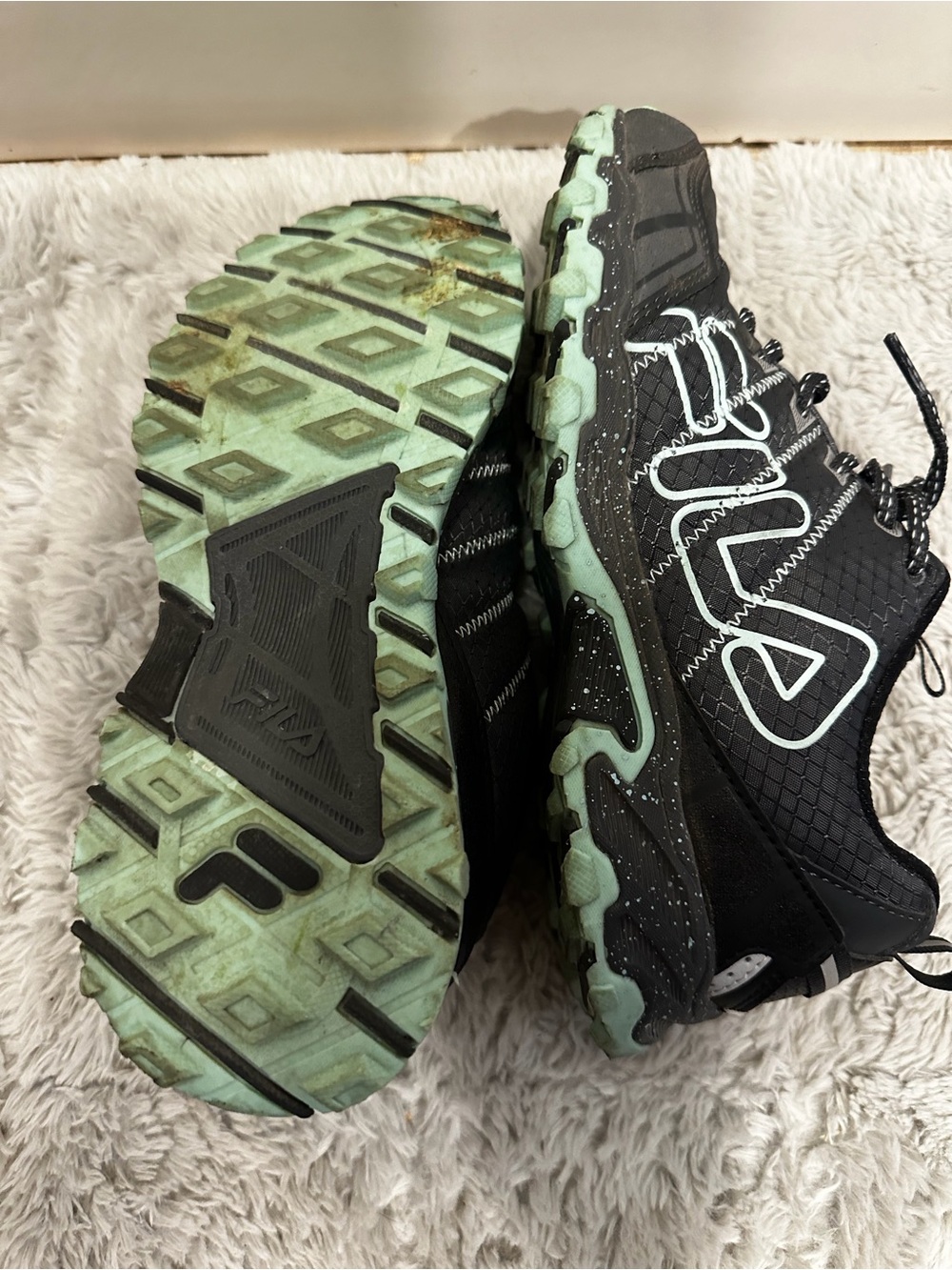 Fila Black and Mint Green Women's Trail Sneakers